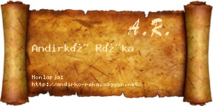 Andirkó Réka névjegykártya